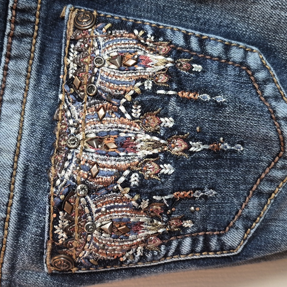 Grace Blue Jeans with Intricate Embellishments - Picture 2 of 11